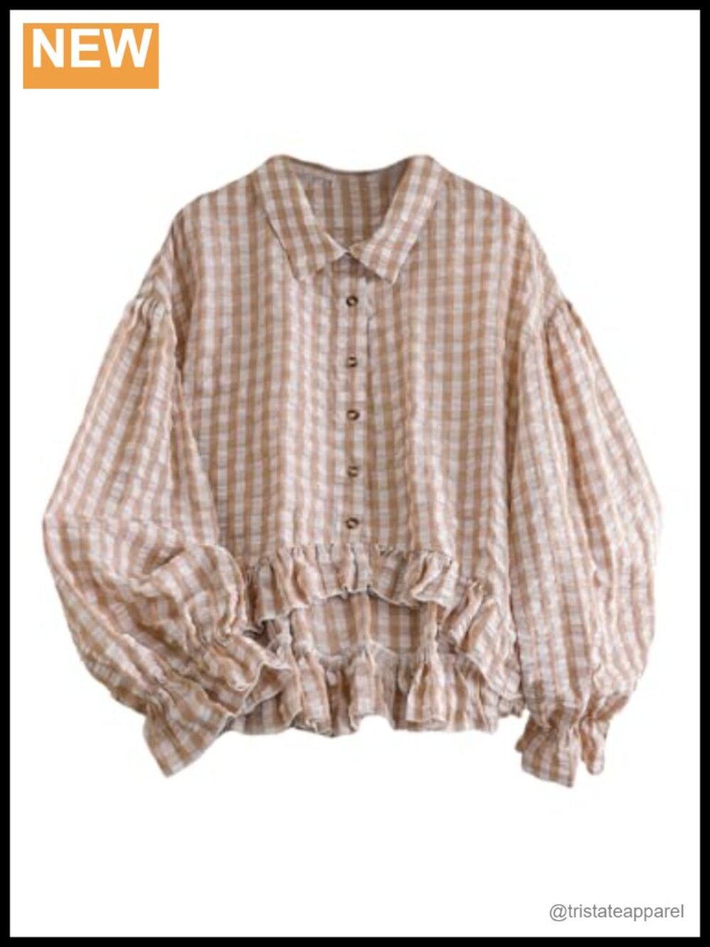 Women's Plus Size Gingham Button Down Crop Blouse